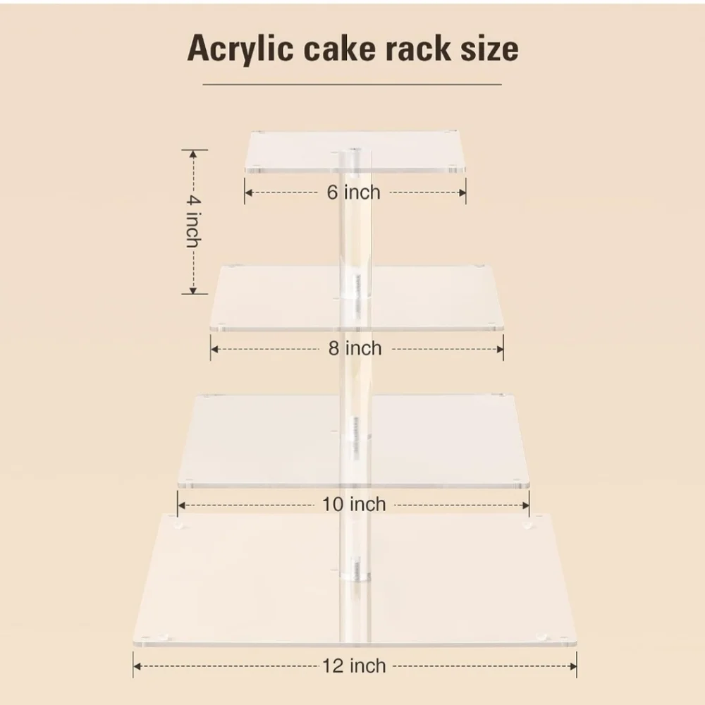 4 Tier Cupcake Stand with LED String Light, Acrylic Display Stand